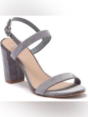 BP Grey Luna velvet heeled sandals size 5 chunky heel